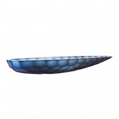 Elongated teal Murano glass bowl